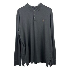 Polo Ralph Lauren Mens XL Classic Fit Long Sleeve Polo Shirt Dark Gray Cotton